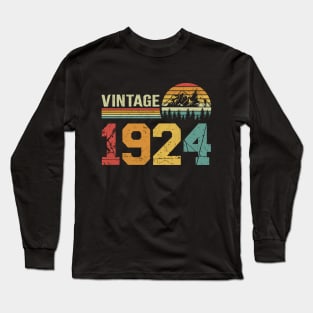 Vintage 1924 Retro 100th Birthday Anniversary Gift Long Sleeve T-Shirt